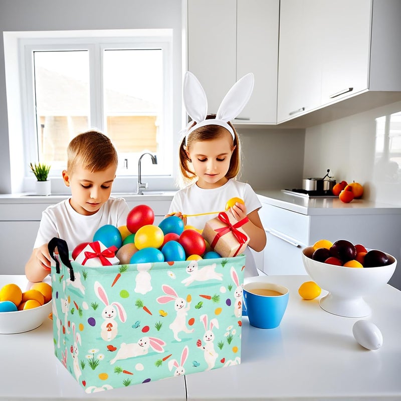 SETAMA Large Empty Easter Basket for Kid Fabric Personalized Bunny Eggs Easter Gift Basket for Boy and Girl (Rabbit Magician Easter Egg) - Image 3
